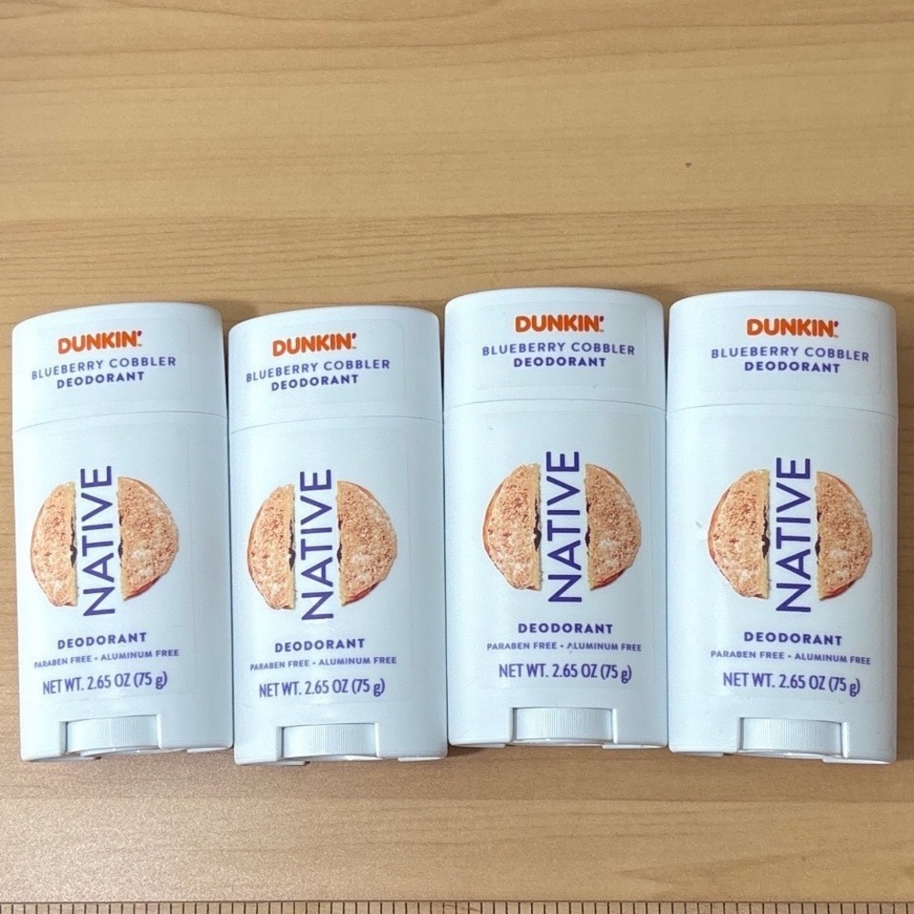 Native Dunkin Blueberry Cobbler Deodorant Aluminum Free 2.65oz Lot of 4 Limited